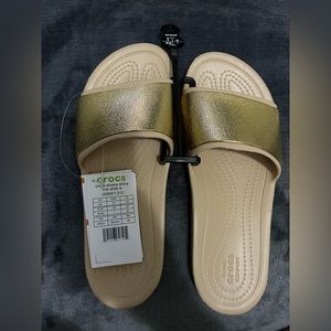 Crocs gold slides
